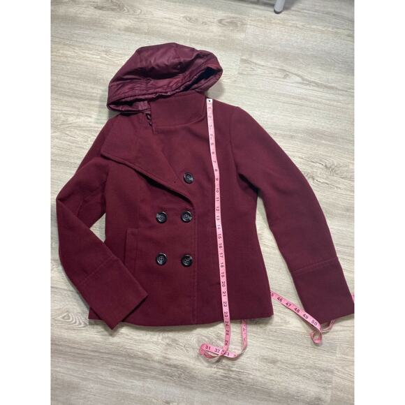Burgundy American Rag Hooded Peacoat Jacket Size S - Picture 10 of 12